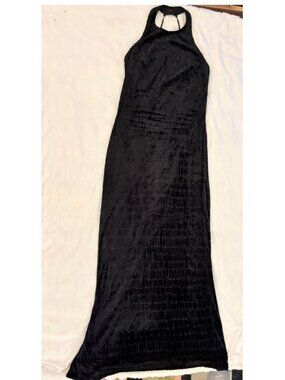 Jessica McClintock Black Velvet Halter Gown Sz 10